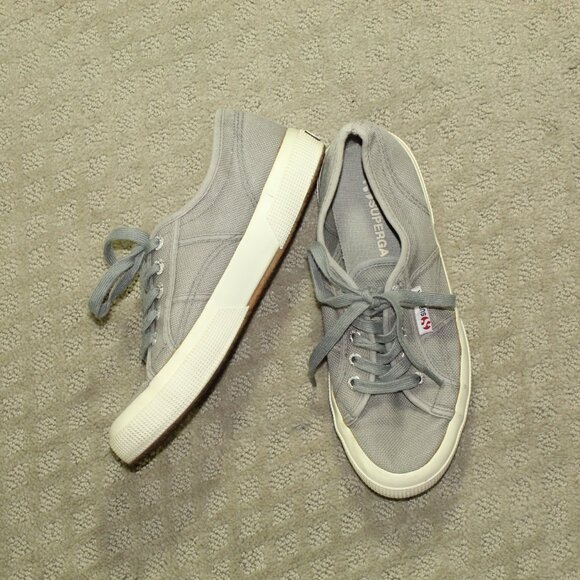 Superga Cotu Classic 2750 Sneakers Grey Size 38 Women US 7.5 Lace up Canvas Gray - Picture 1 of 6